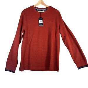 Ben Sherman Mens NWT Burnt Henna‎ Thick Knit Winter Sweater Elbow Patchwork Sz M